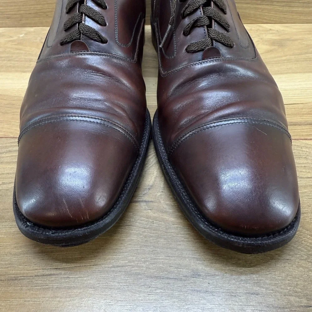 Salvatore Ferragamo‎ Mens 8 EE Brown Leather Cap Toe Dress Shoes